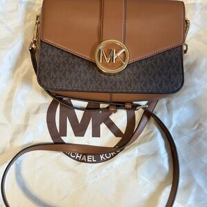 Michael Kors Tan and Black Crossbody Bag
